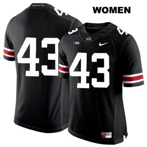 Women's NCAA Ohio State Buckeyes Ryan Batsch #43 College Stitched No Name Authentic Nike White Number Black Football Jersey ED20T77PI